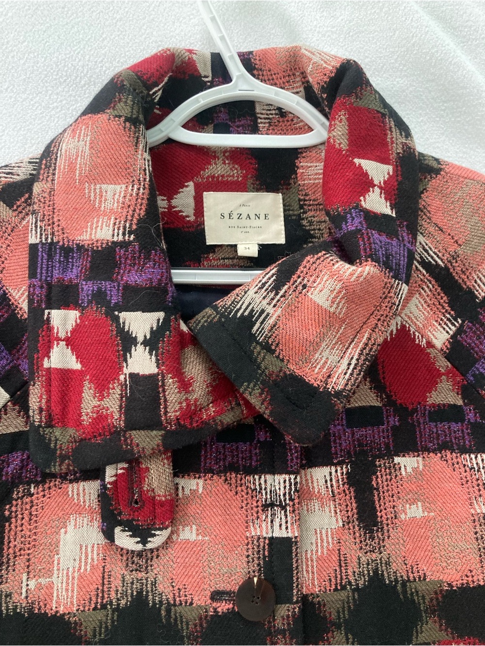 Sezane Leo Coat Jacquard Rose size 34 - Picture 4 of 9